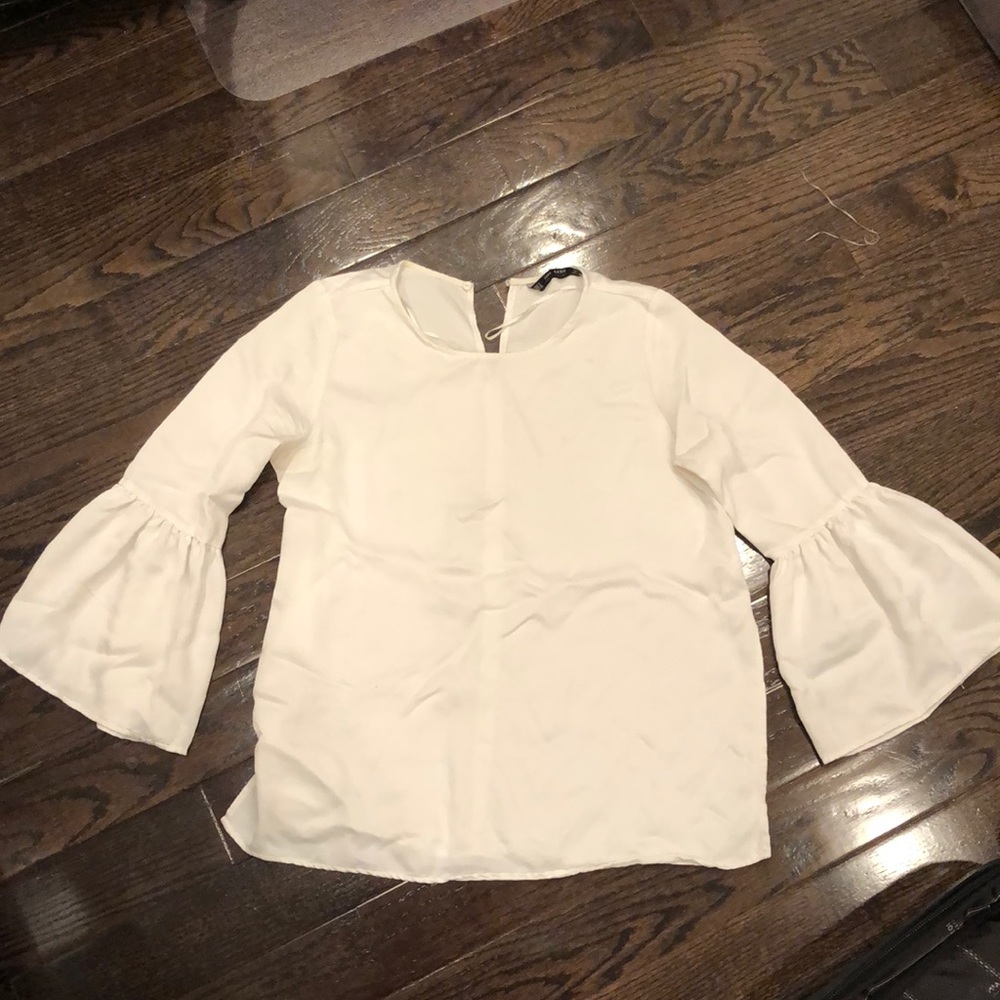 Zara white bell sleeve blouse